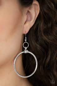 Paparazzi Earrings - Total Focus - Silver - SHOPBLINGINGPRETTY