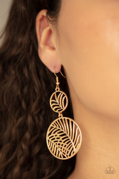 Paparazzi Earrings- Palm Oasis - Gold - SHOPBLINGINGPRETTY