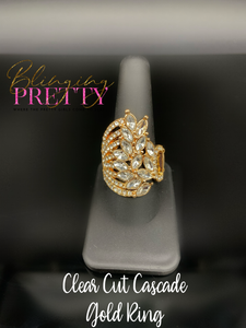 Paparazzi Rings - Clear Cut Cascade - Gold (October 2020 Life Of The Party)