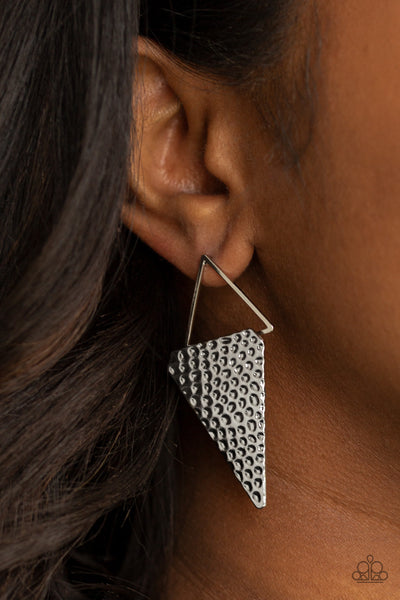 Paparazzi Earrings  - Have A Bite - Silver