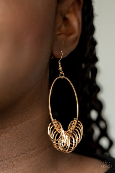 Paparazzi Earrings - Halo Effect - Gold