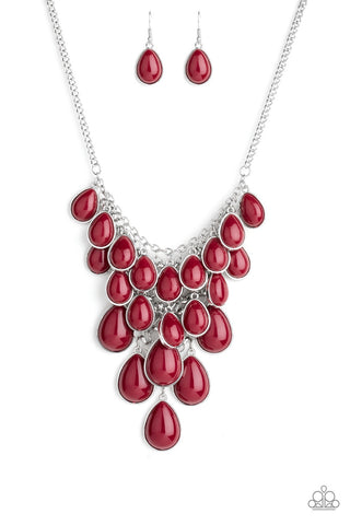 Paparazzi Necklace -  Shop Til You TEARDROP - Red - SHOPBLINGINGPRETTY