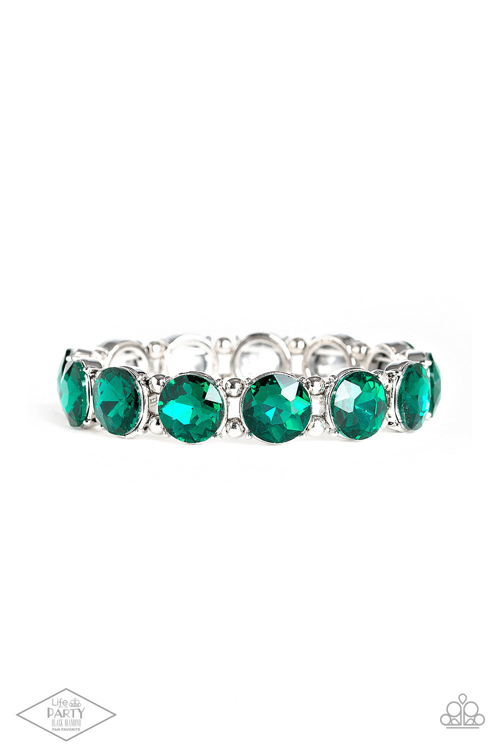 Paparazzi Bracelets - Glitzy Glamorous - Green (Black Diamond Bring Back Piece)