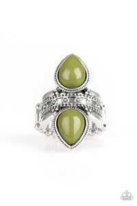 Paparazzi Ring- New Age Leader - Green - Silver Ring - 2019 Convention Exclusive - SHOPBLINGINGPRETTY