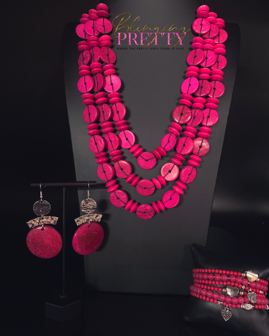 Paparazzi Necklace & Bracelet Set - Pink Wood