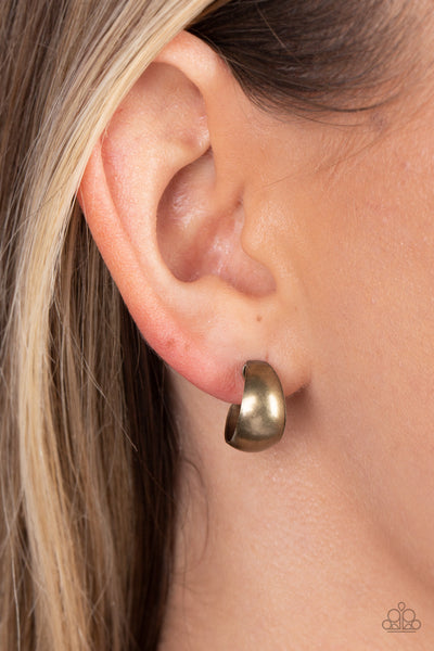 Paparazzi Earrings-  Burnished Beauty - Brass