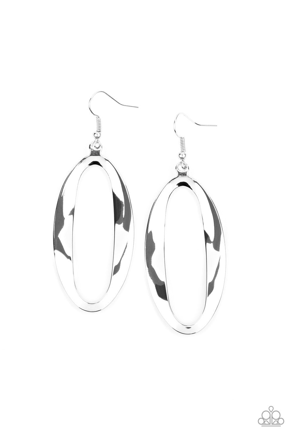 Paparazzi Earrings  - OVAL My Head - Silver