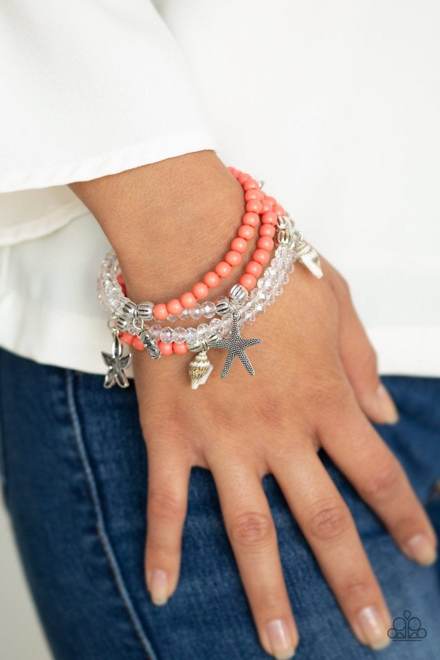 Paparazzi Bracelet- Ocean Breeze - Orange - SHOPBLINGINGPRETTY