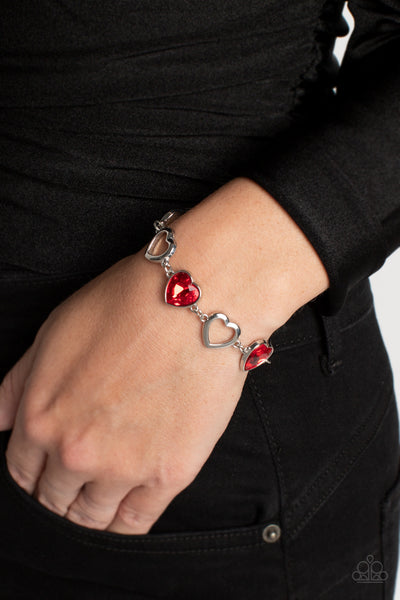 Paparazzi Necklace & Bracelet Set - Contemporary Cupid & Sentimental Sweetheart- Red