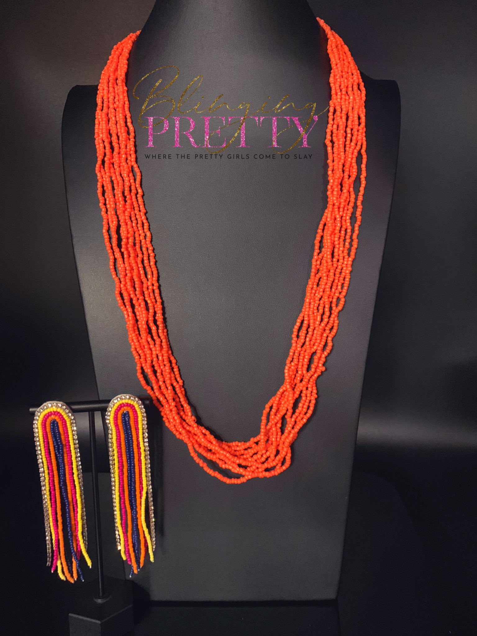 Paparazzi Necklace & Earring Set - Orange