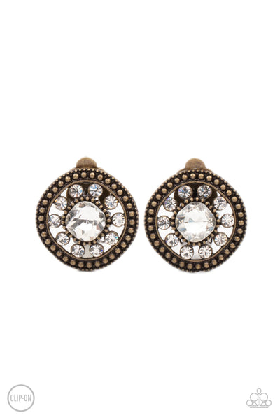 Paparazzi Earrings- Dazzling Definition- Brass