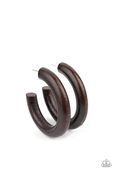 Paparazzi Earrings -   Woodsy Wonder - Brown