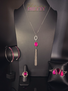 Paparazzi Bracelet, Necklace, Ring & Earring Set - Pink