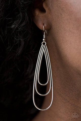 Paparazzi Earring- Triple Ripple - Silver - SHOPBLINGINGPRETTY