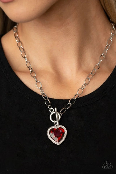 Paparazzi Necklace -  Check Your Heart Rate - Red