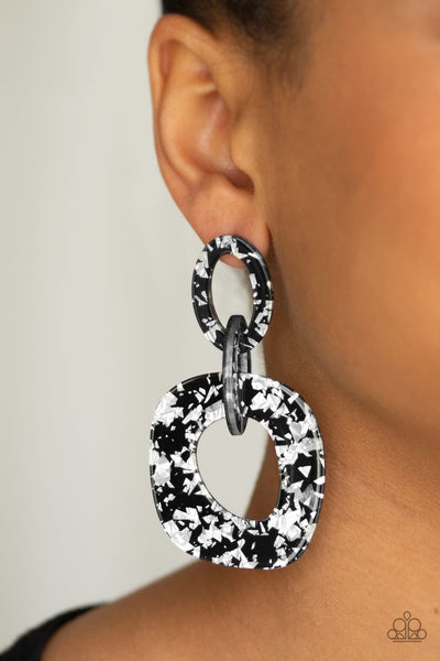 Paparazzi Earrings-Confetti Congo - Silver - SHOPBLINGINGPRETTY