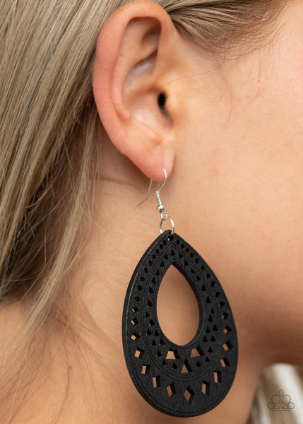 Paparazzi Earrings -  Belize Beauty - Black