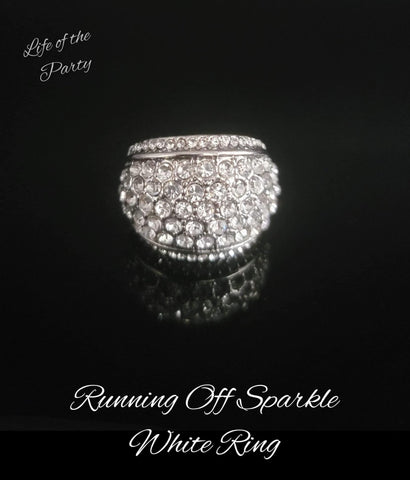 Paparazzi Ring - Running OFF SPARKLE - White ( September 2022 Life Of The Party)