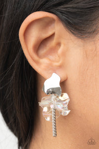 Paparazzi Earrings -  Harmonically Holographic - White