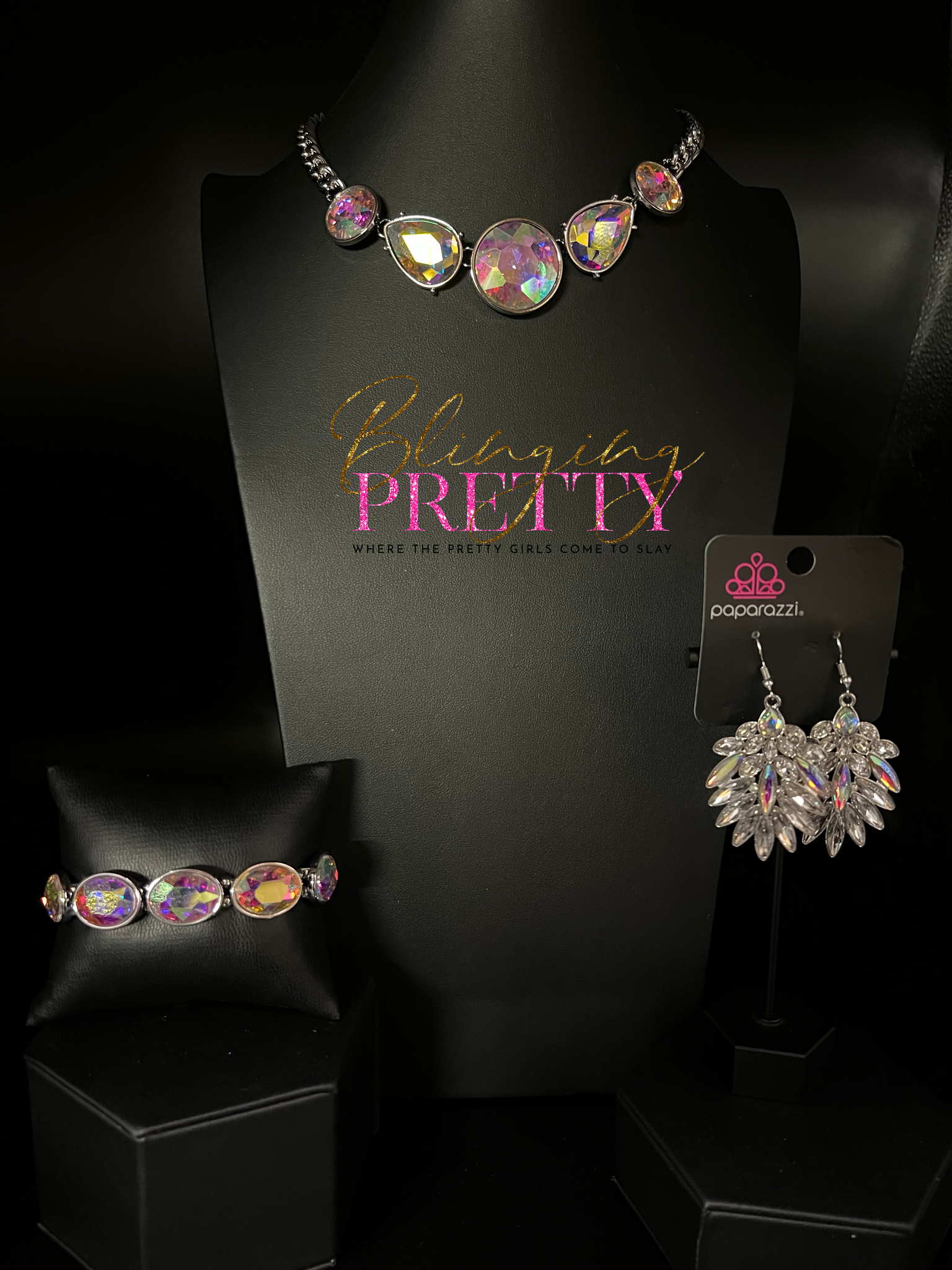 Paparazzi Bracelets, Earring & Necklace Set - Iridescent