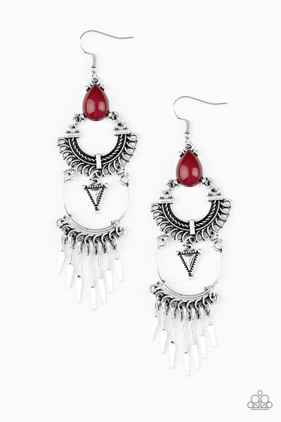 Paparazzi Earrings - Progressively Pioneer - Red