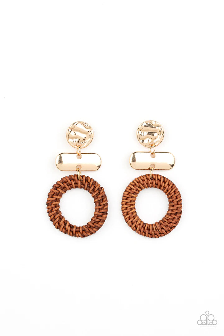 Paparazzi Earrings  - Woven Whimsicality - Gold