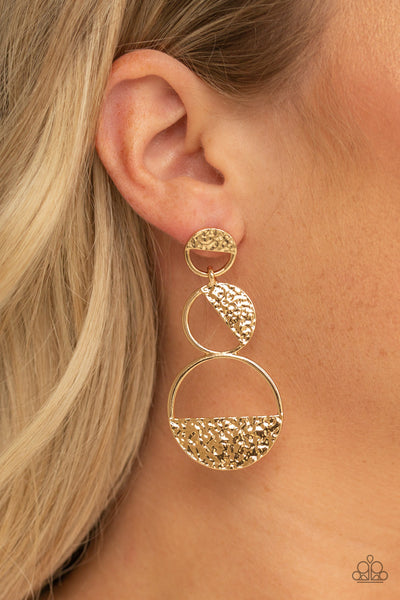 Paparazzi Earrings - Triple Trifecta - Gold - SHOPBLINGINGPRETTY