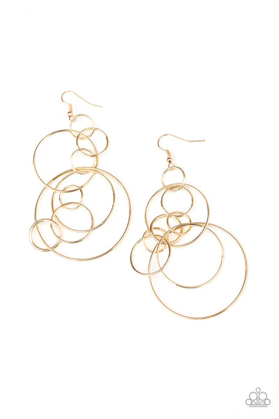 Paparazzi Earrings - Running Circles Around You - Gold