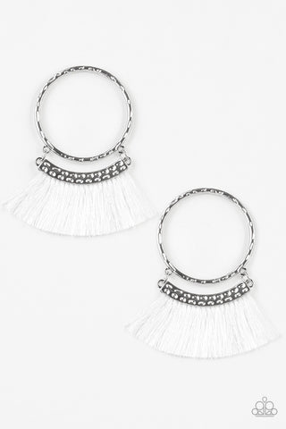 Paparazzi Earrings-This Is Sparta! - White - SHOPBLINGINGPRETTY