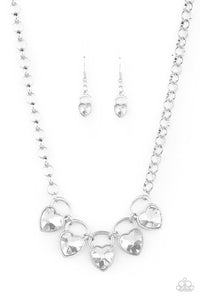 Paparazzi Necklaces - HEART On Your Heels - White (January 2021 Life Of The Party)