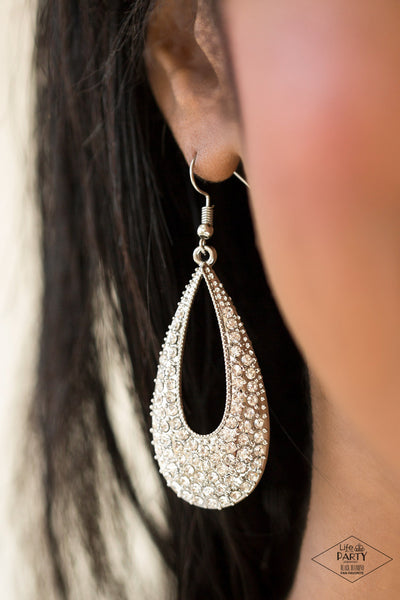 Paparazzi Earrings - Big-Time Spender - White - SHOPBLINGINGPRETTY