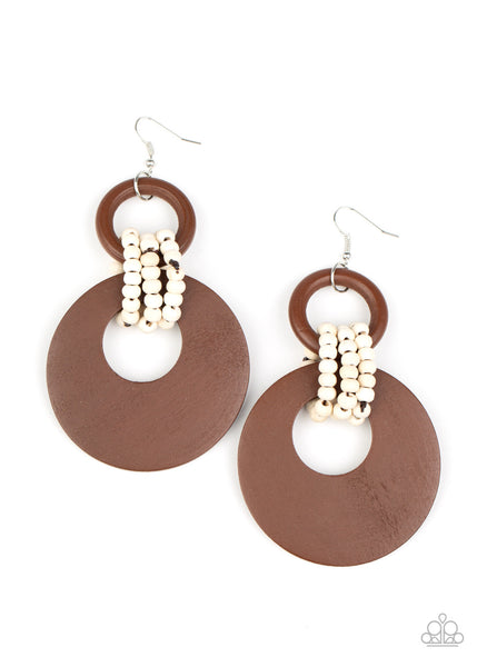 Paparazzi Earrings - Beach Day Drama - Brown