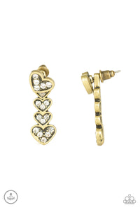 Paparazzi Earrings -  Heartthrob Twinkle - Brass - SHOPBLINGINGPRETTY