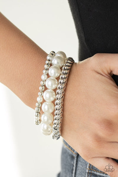 Paparazzi Bracelet- A Pearl-fect Ten White Bracelet - SHOPBLINGINGPRETTY