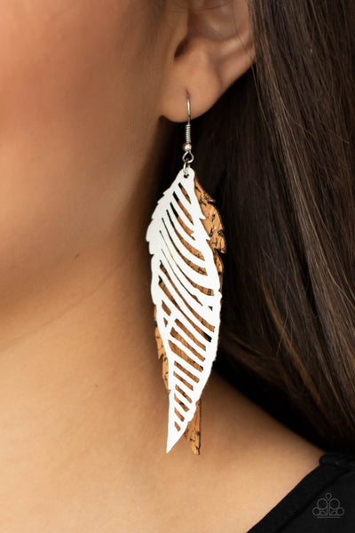 Paparazzi Earrings - WINGING Off The Hook - White