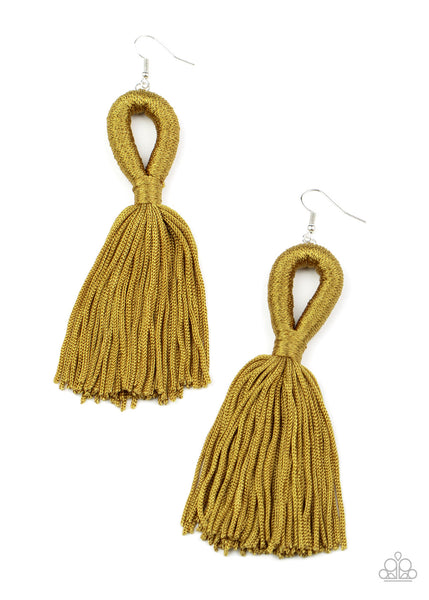 Paparazzi Earrings - Tassels and Tiaras - Green ( Exclusive Cyber Monday 2020)