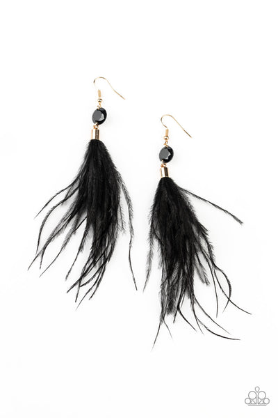 Paparazzi Earrings - Feathered Flamboyance - Black