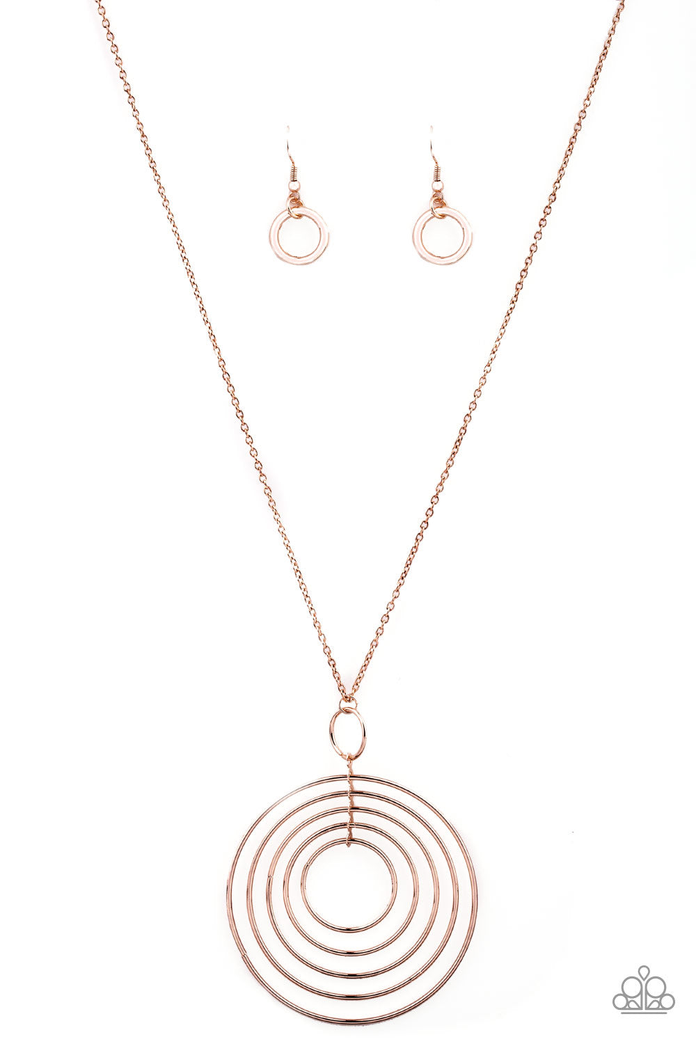 Paparazzi Necklace - Running Circles in My Mind - Rose Gold - SHOPBLINGINGPRETTY