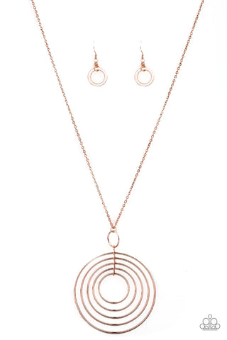 Paparazzi Necklace - Running Circles in My Mind - Rose Gold - SHOPBLINGINGPRETTY