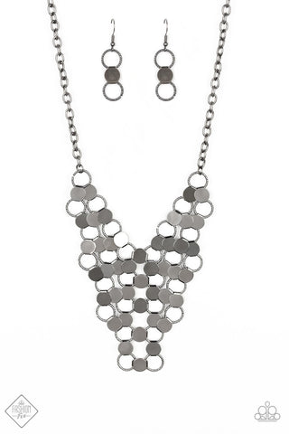 Paparazzi Necklace- Net Result - Black ( March 2020 Fashion Fix) - SHOPBLINGINGPRETTY