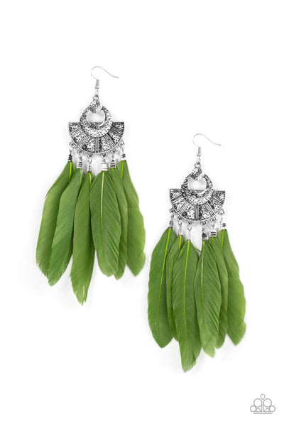 Paparazzi Earrings - Plume Paradise - Green