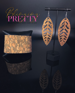 Paparazzi Earring & Bracelet Set - Brown Cork