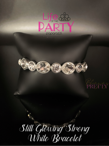 Paparazzi Bracelet - Still Glowing Strong - White (November 2020 Life Of The Party)