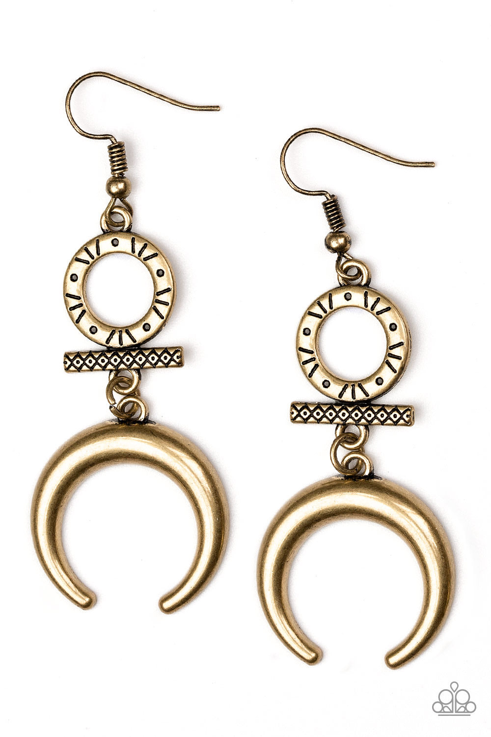 Paparazzi Earrings - Majestically Moon Child - Brass