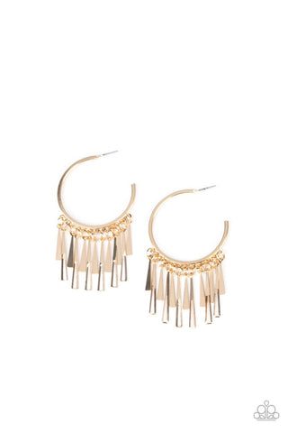 Paparazzi  Earrings -  Bring The Noise - Gold Hoops - SHOPBLINGINGPRETTY