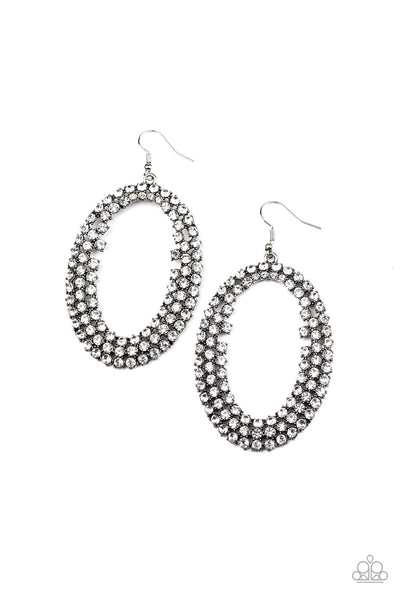 Paparazzi  Earrings -  Radical Razzle - White ( June 2020 Life Of The Party) - SHOPBLINGINGPRETTY