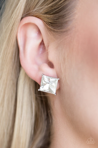 Paparazzi Earring- The Big Bang - White Post - SHOPBLINGINGPRETTY