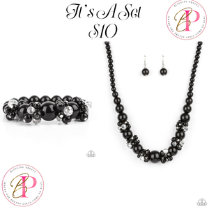 Paparazzi Necklace & Bracelet Set - All Dolled UPSCALE Bracelet &  Upcycled Upscale Necklace - Black