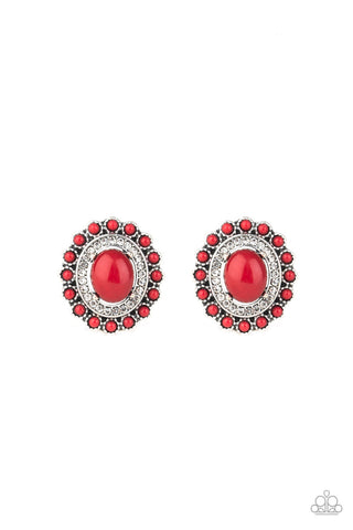 Paparazzi Earrings -  Floral Flamboyance - Red