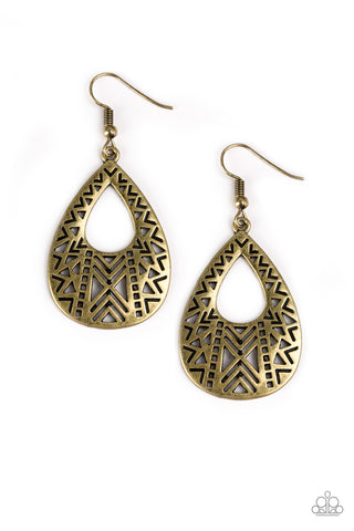 Paparazzi Earrings - Alpha Amazon - Brass - SHOPBLINGINGPRETTY